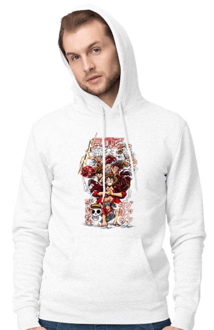 Чоловіче худі з принтом "Ван Піс Луффі". Luffy, one piece, аніме, ван піс, великий куш, луффі, манга, монки де луффі, пірати. futbolka.stylus.ua