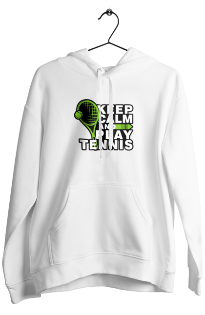 Чоловіче худі з принтом "Keep Calm And Play Tennis". Keep calm, великий теніс, зберігай спокій, спорт, теніс, тенніс. ART принт на футболках