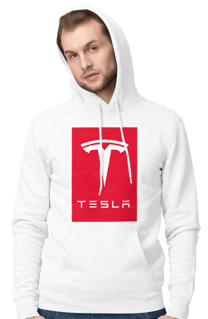 Чоловіче худі з принтом "Tesla". Авто, бренд, ілон маск, логотип, тесла. ART принт на футболках