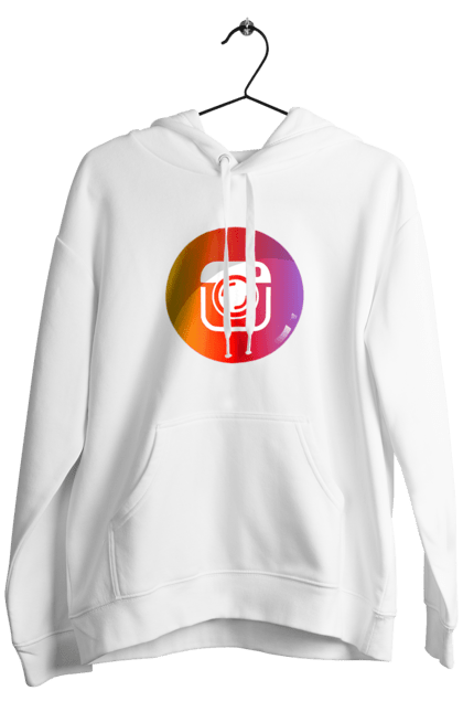 Чоловіче худі з принтом "Instagram". Cool, gram, insta, instagram, orange, popular, red. CustomPrint.market