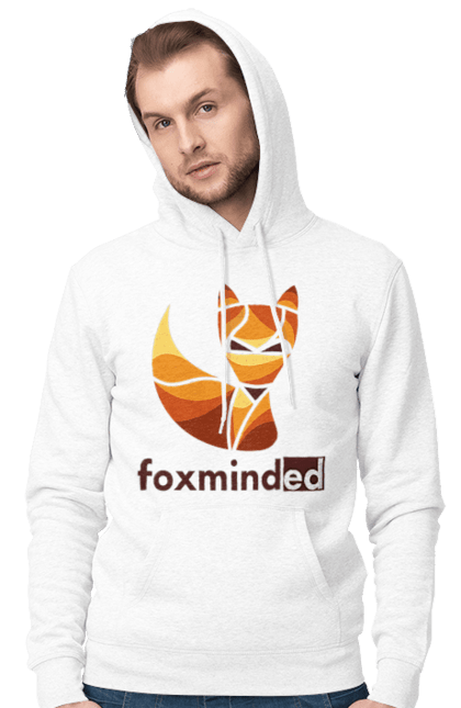 Чоловіче худі з принтом "Logo FoxmindEd". Foxminded, лиса, логотип. Магазин фірмового мерчу компанії FoxmindEd