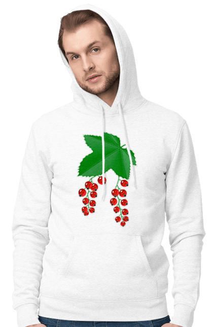 Чоловіче худі з принтом "Порічки Червоні". Делікатес, зріла, їжа, листя, літо, порічки, порічки червоні, смачно, смородина, стигла, урожай, червона, червона смородина, ягідка, ягода, ягоди. ART принт на футболках