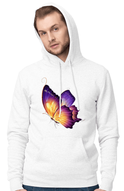 Чоловіче худі з принтом "Фіолетовий метелик". Метелик, фіолетова метелик. CustomPrint.market
