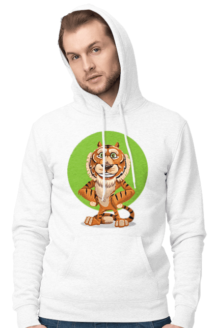 Чоловіче худі з принтом "Гарний тигр". Велика кішка, великий кіт, дика природа, дикий, звір, погляд, портрет, природа, стилізація, тварина, тигр, хижак. ART принт на футболках