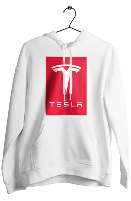 Чоловіче худі з принтом "Tesla". Авто, бренд, ілон маск, логотип, тесла. ART принт на футболках