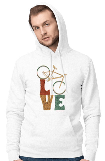 Чоловіче худі з принтом "Велосипед Love". Велик, вело, велогонщик, велосипед, велоспорт, велотуризм, спорт. futbolka.stylus.ua