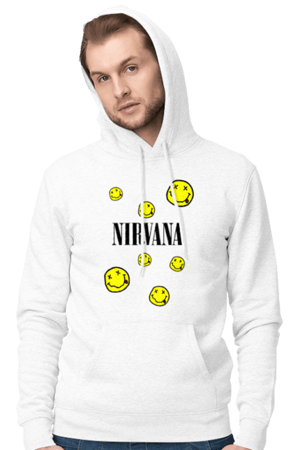 Чоловіче худі з принтом "Нірвана". Nirvana, альтернативний рок, гранж, курт кобейн, нірвана, панк рок, рок група, хард рок. futbolka.stylus.ua