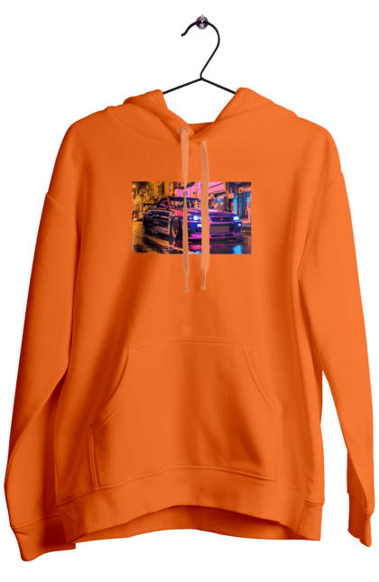 Чоловіче худі з принтом "BUSTLE SKYLINE". Drift, japan, jdm, neon, nissan, skyline, авто, неон, принт. CustomPrint.market