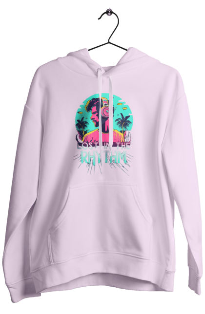 Чоловіче худі з принтом "Lost in the Rhythm". Диджей, клуб, музика, стиль, техно. CustomPrint.market