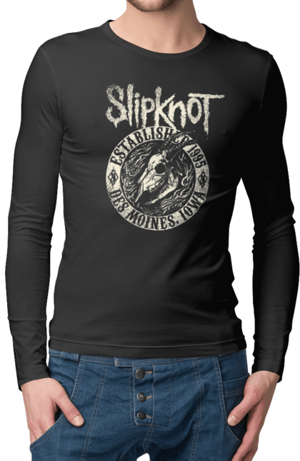Чоловічій лонгслів з принтом "Slipknot". Slipknot, група, музика, ню-метал, спід метал, хард рок, хеві метал. futbolka.stylus.ua