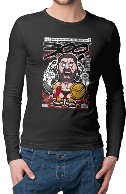 Чоловічій лонгслів з принтом "Leonidas 300". 300, леонід, леонід 300, спарта. Funkotee