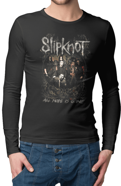 Чоловічій лонгслів з принтом "Slipknot". Slipknot, група, музика, ню-метал, спід метал, хард рок, хеві метал. CustomPrint.market