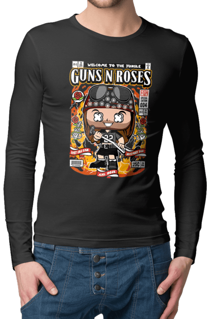 Чоловічій лонгслів з принтом "Axl Rose (Guns N’ Roses)". Guns n` roses, ексл роуз, метал, рок. Funkotee