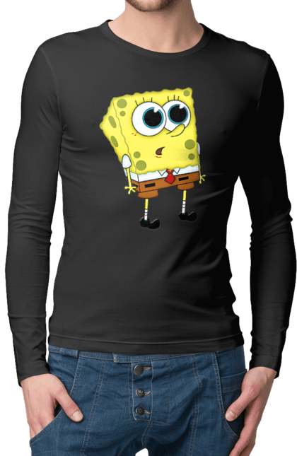 Чоловічій лонгслів з принтом "Губка Боб". Spongebob, бікіні боттом, губка боб, крабсбургер, мультфільм. futbolka.stylus.ua