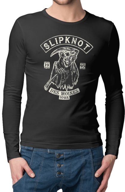 Чоловічій лонгслів з принтом "Slipknot". Slipknot, група, музика, ню-метал, спід метал, хард рок, хеві метал. futbolka.stylus.ua