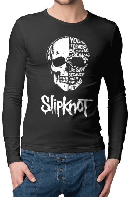 Чоловічій лонгслів з принтом "Slipknot". Slipknot, група, музика, ню-метал, спід метал, хард рок, хеві метал. futbolka.stylus.ua