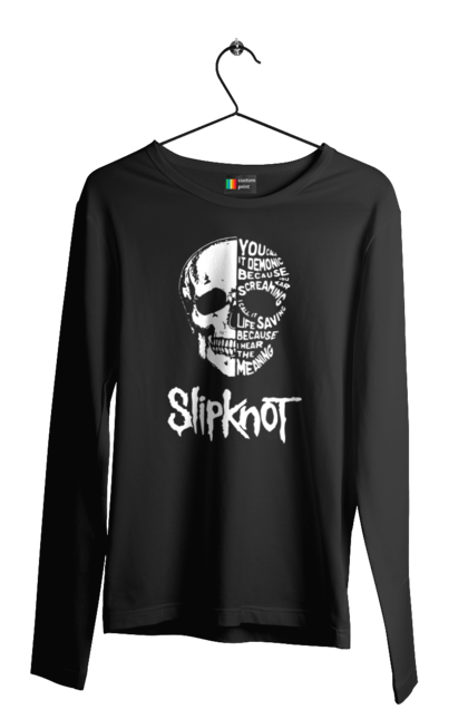 Чоловічій лонгслів з принтом "Slipknot". Slipknot, група, музика, ню-метал, спід метал, хард рок, хеві метал. futbolka.stylus.ua