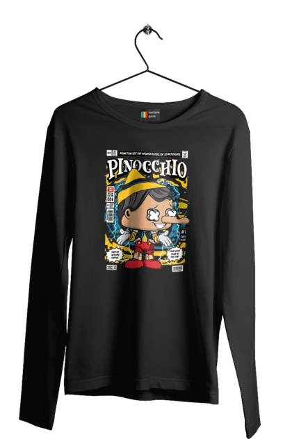 Чоловічій лонгслів з принтом "Pinnochio". Дісней, пінокіо, плівка. Funkotee