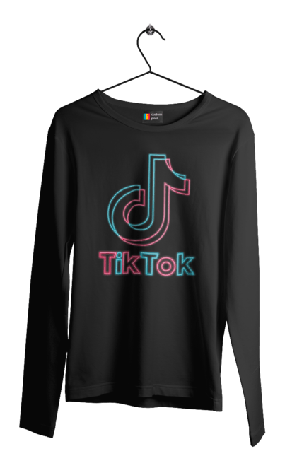 Чоловічій лонгслів з принтом "Тік ток". Бренд, королева, корона, тик ток. CustomPrint.market