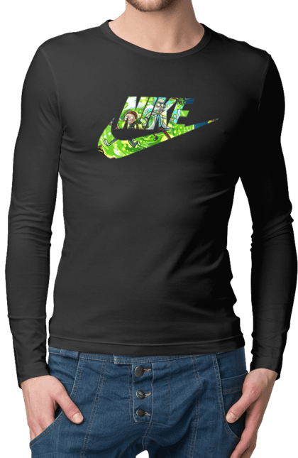 Чоловічій лонгслів з принтом "Nike (Rick end Morty)". Air max, just do it, new, nike, rick end morty. CustomPrint.market