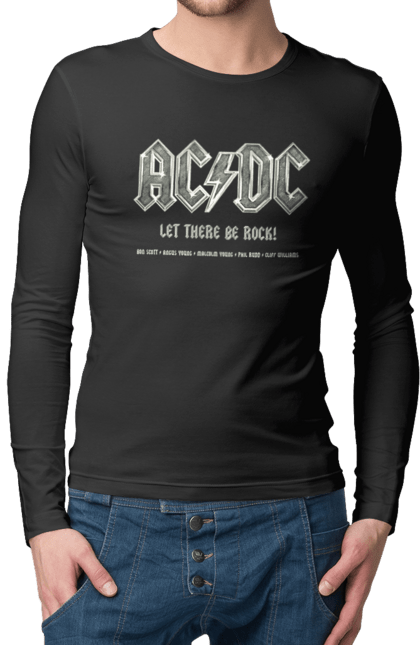 Чоловічій лонгслів з принтом "AC/DC". Ac dc, acdc, blues rock, group, hard rock, music, rock n roll. Milkstore