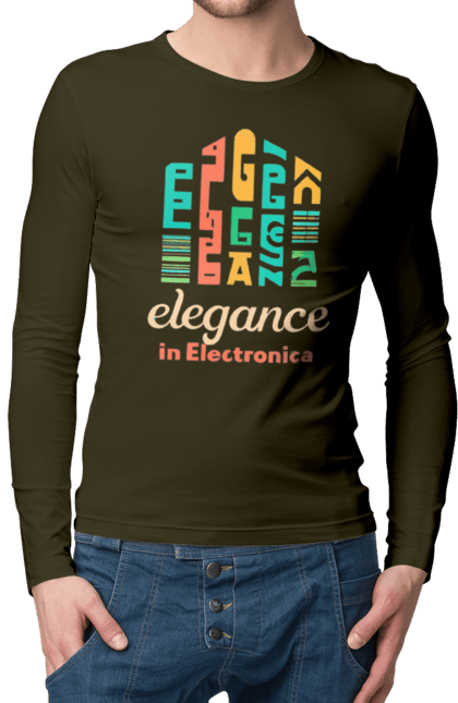 Чоловічій лонгслів з принтом "Elegance in Electronica". Диджей, клуб, музика, стиль, техно. CustomPrint.market