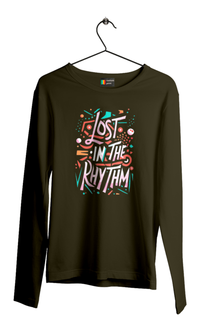 Чоловічій лонгслів з принтом "Lost in the Rhythm (ver 2)". Диджей, клуб, музика, стиль, техно. CustomPrint.market