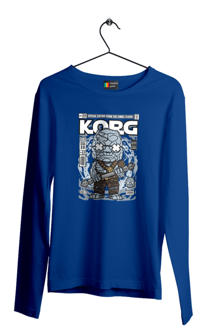 Чоловічій лонгслів з принтом "Korg Ragnarok". Korg, korg ragnarok, дивуватися, евангерс, комікси, простір, рагнарок, тор. Funkotee
