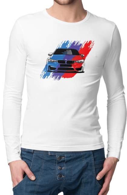 Чоловічій лонгслів з принтом "BMW". Bmw, авто, бмв, бмв фан, фанклуб. CustomPrint.market