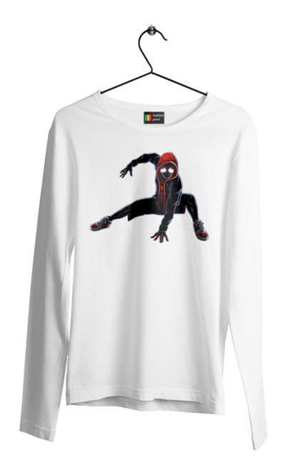 Чоловічій лонгслів з принтом "Людина Павук Майлз Моралес". Man, miles morales, spider, spider man, людина павук, майлз моралес, паук, человек, человек паук. CustomPrint.market