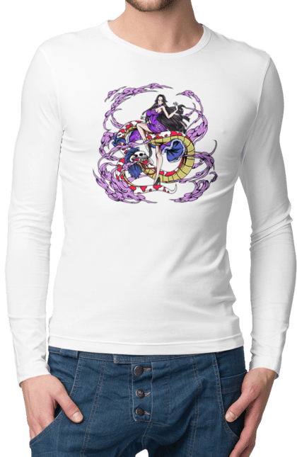 Чоловічій лонгслів з принтом "Ван Піс Боа Хенкок". Boa hancock, one piece, pirate empress, аніме, боа хенкок, ван пис, ван піс, манга, піратська імператриця. futbolka.stylus.ua