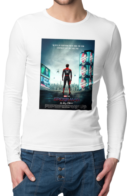 Чоловічій лонгслів з принтом "Людина павук". 2021, marvel, spider man, spiderman, веном, веном 2, доктор восьминіг, думка, ендрю гарфілд, зелений гоблін, комікси, людина павук, людина павук 3, майнкрафт, марвел, месники, мультивсесвіт, немає шляху додому, огляд, пітер паркер, спайдерверс, тобі магуайр, том холланд, трейлер, фільм, фільми, фільми марвел. CustomPrint.market