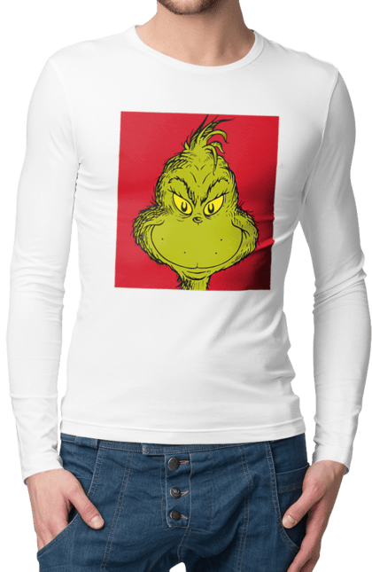 Чоловічій лонгслів з принтом "Грінч". Christmas, comedy, film, grinch, movie. CustomPrint.market