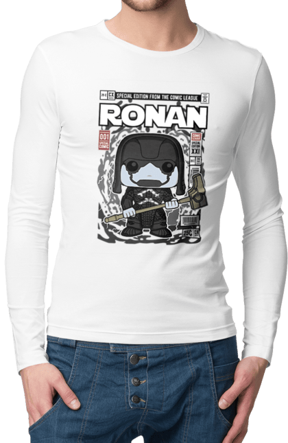 Чоловічій лонгслів з принтом "Ronan". Tanos, галактика, дивуватися, евангерс, комікси, опікуни, охоронці галактики, ронан. Funkotee