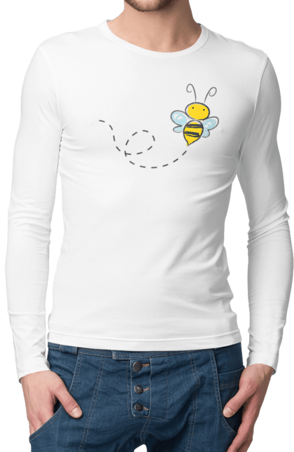 Чоловічій лонгслів з принтом "Бджілка метелик". Бджілка, дитяча, дівчинка, метелик, футболка. CustomPrint.market