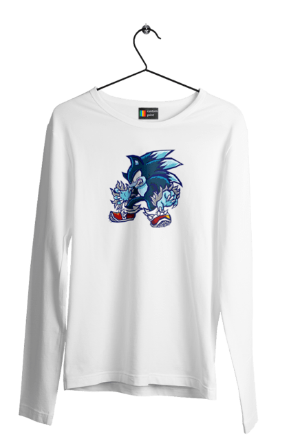 Чоловічій лонгслів з принтом "Соник (4)". Game, sega, shadow, shadow the hedgehog, sonic, sonic the hedgehog, sonic x, ежик, игра, монетки, сега, соник, шедов. CustomPrint.market