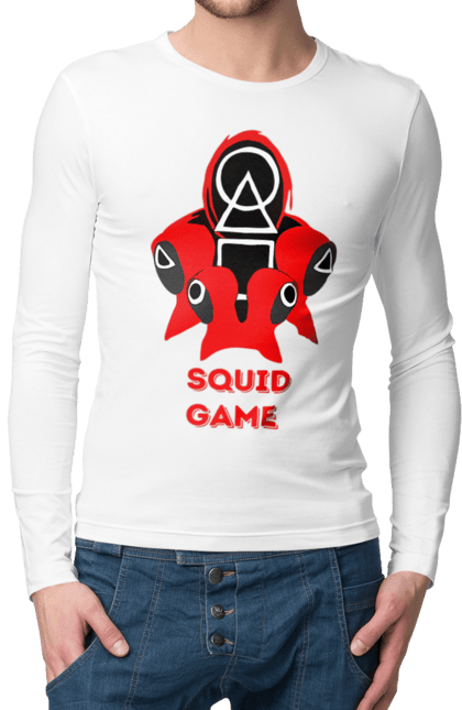 Чоловічій лонгслів з принтом "Squid game1". Гра в кальмара, кальмар, серіал, фільм. futbolka.stylus.ua