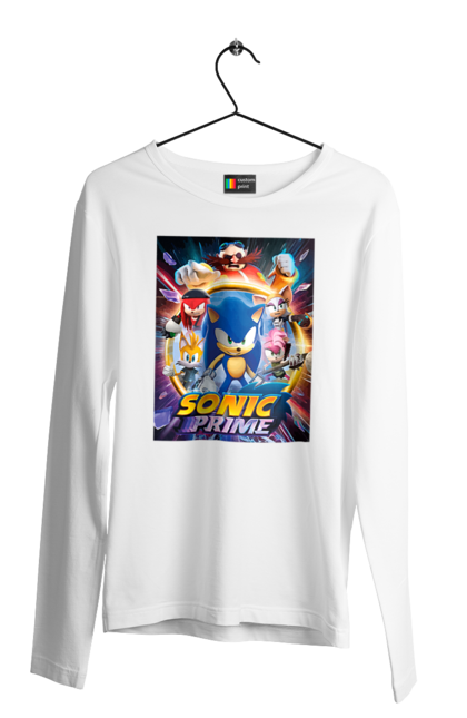 Чоловічій лонгслів з принтом "Сонік". Sega, гра, сонік. CustomPrint.market