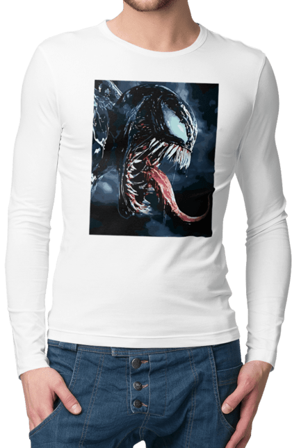 Чоловічій лонгслів з принтом "Веном". Marvel, venom, війна нескінченності, герої марвел, каміння нескінченності, комікси, месники, супергерої, танатос, том харді. CustomPrint.market