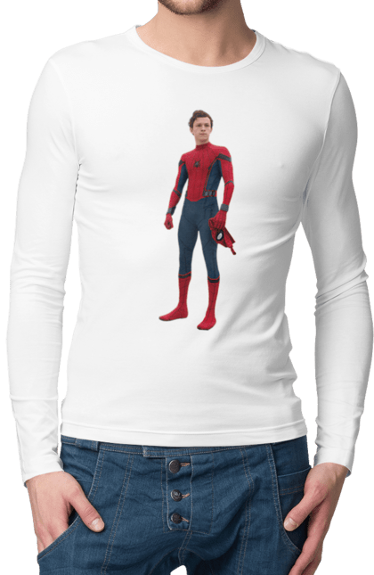 Чоловічій лонгслів з принтом "Людина павук". Avengers, comics, film, marvel, spiderman, superhero. CustomPrint.market