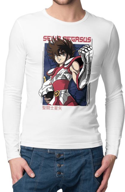 Чоловічій лонгслів з принтом "Святий Сейя". Anime, manga, saint seiya, аніме, космо, манга, святий сейя, сейя. futbolka.stylus.ua