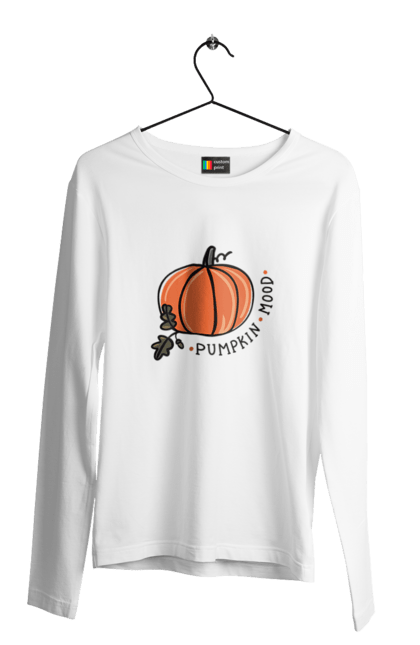 Чоловічій лонгслів з принтом "Punpkin mood". Haloween, pumpkin, гарбуз, осінь, тыква. CustomPrint.market