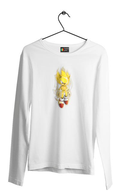 Чоловічій лонгслів з принтом "Соник (1)". Game, sega, shadow, shadow the hedgehog, sonic, sonic the hedgehog, sonic x, ежик, игра, монетки, сега, соник, шедов. CustomPrint.market