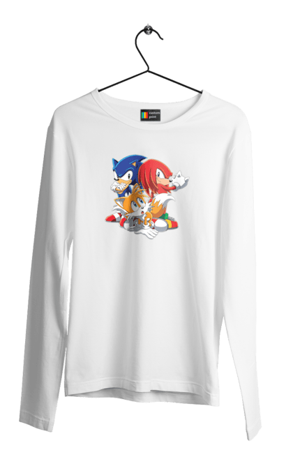 Чоловічій лонгслів з принтом "СОНИК". Game, sega, shadow, shadow the hedgehog, sonic, sonic the hedgehog, sonic x, ежик, игра, монетки, сега, соник, шедов. CustomPrint.market