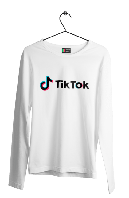 Чоловічій лонгслів з принтом "Тік ток". Бренд, королева, корона, тик ток. CustomPrint.market