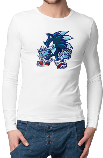 Чоловічій лонгслів з принтом "Соник (4)". Game, sega, shadow, shadow the hedgehog, sonic, sonic the hedgehog, sonic x, ежик, игра, монетки, сега, соник, шедов. CustomPrint.market