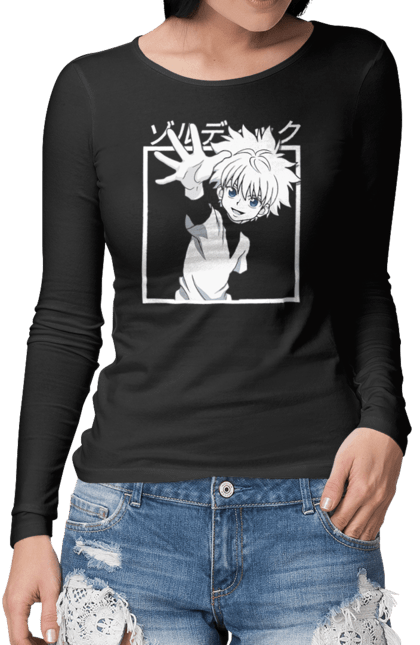 Жіночий лонгслів з принтом "Хантер × Хантер". Hunter × hunter, hunter hunter, аніме, гон, гон фрікс, кіллуа, кіллуа золдік, манга, хантер. futbolka.stylus.ua