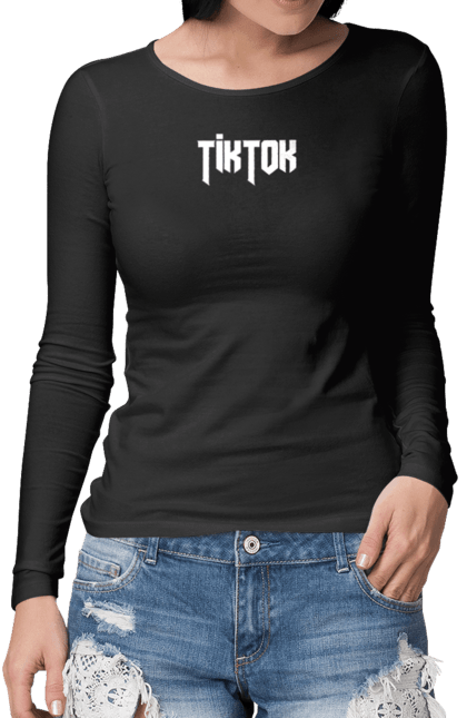 Жіночий лонгслів з принтом "TikTok". Tiktok, tiktokk, тренді. CustomPrint.market