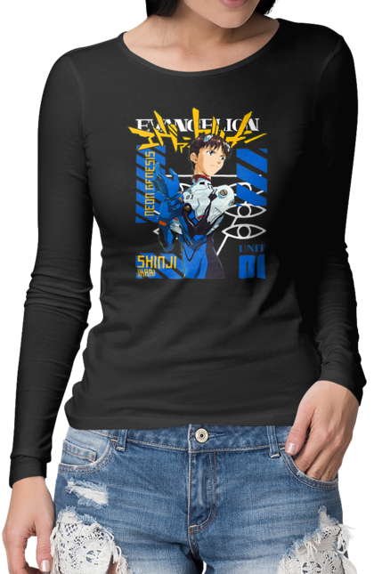 Жіночий лонгслів з принтом "Evangelion". Аніме, єва, євангеліон, манга, нерв. Funkotee