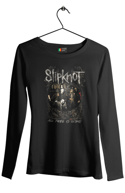 Жіночий лонгслів з принтом "Slipknot". Slipknot, група, музика, ню-метал, спід метал, хард рок, хеві метал. CustomPrint.market